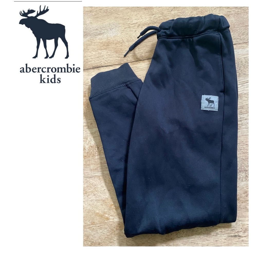 Abercrombie Active Kids’ Sz‎ 9/10 Black Poly Blend Logo Joggers